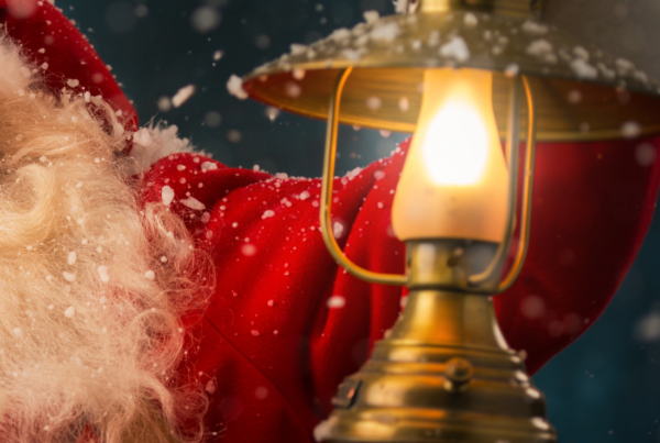 Photo of Santa holding lantern