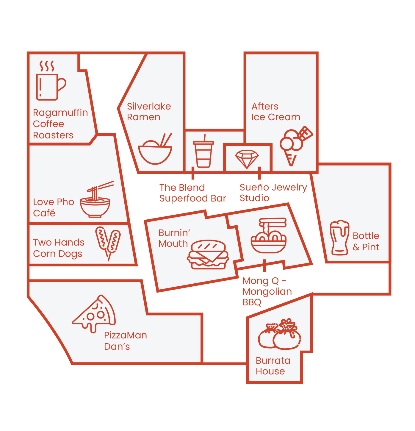 Directory Map of The Annex Food Hall at The Collection at RiverPark